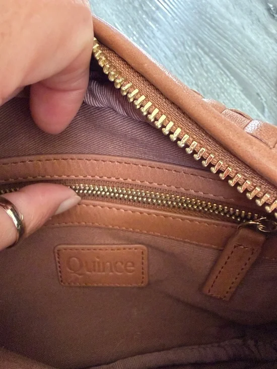 Quince Woven Leather Crossbody Bag in Cognac Brown - Picture 7 of 8